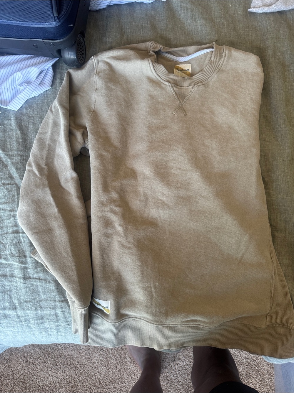 Tracksmith Men's Crewneck Sweatshirt in Khaki